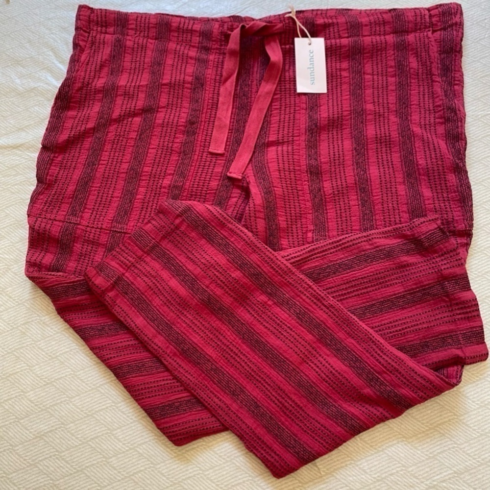 Sundance pants women size small Red drawstrings lined cotton pants NWT - Picture 9 of 10